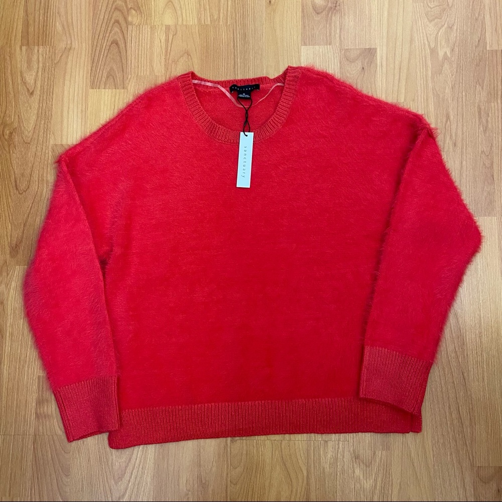 NWT Sanctuary Pink / Red Fuzzy Sweater Medium
